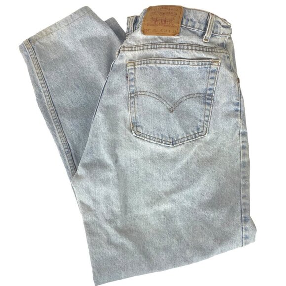 Vintage Levis 560 Loose Fit Tapered Jeans Mens Sz 38x32 Light Wash Denim HEMMED - Picture 1 of 9